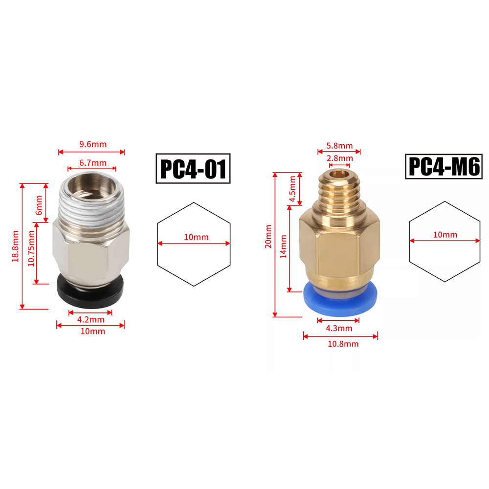 Filament 1.75 - 10 ピース/ロット PC4-M10 空気圧コネクタ 3D プリンタ部品用ボーデンクイックジョインターマッチングカップラー